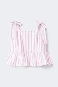 Poplin pyjamas singlet - Pink stripe