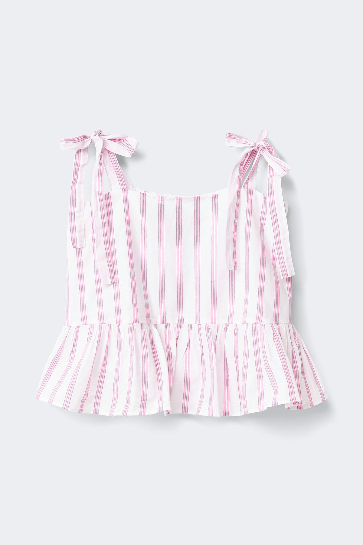 Poplin pyjamas singlet - Pink stripe
