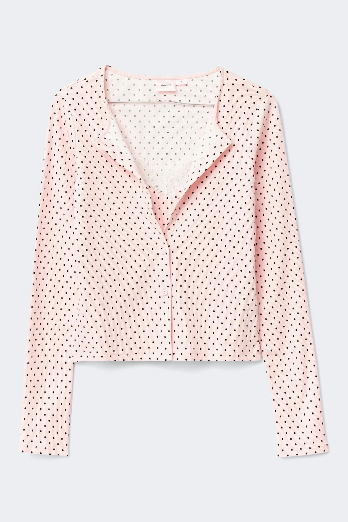 14+ 2 in 1 lace rib cardigan - Ballet slipper
