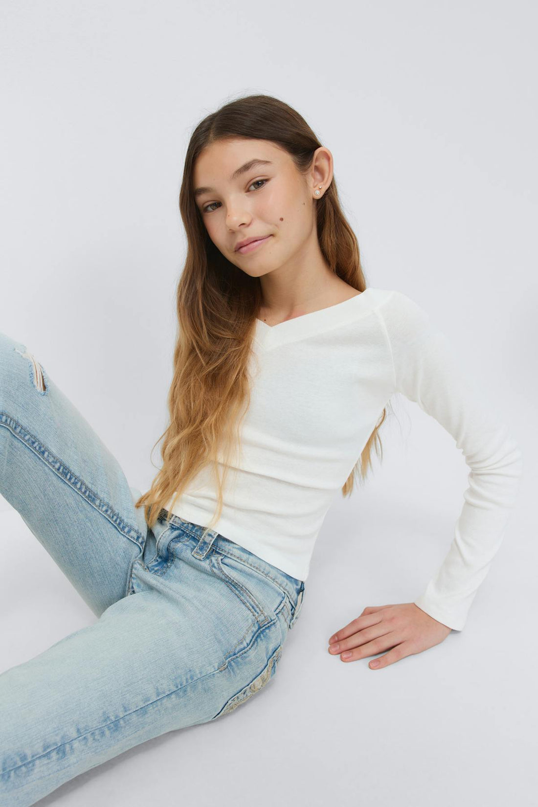 Y long sleeve top - Blanc cassé