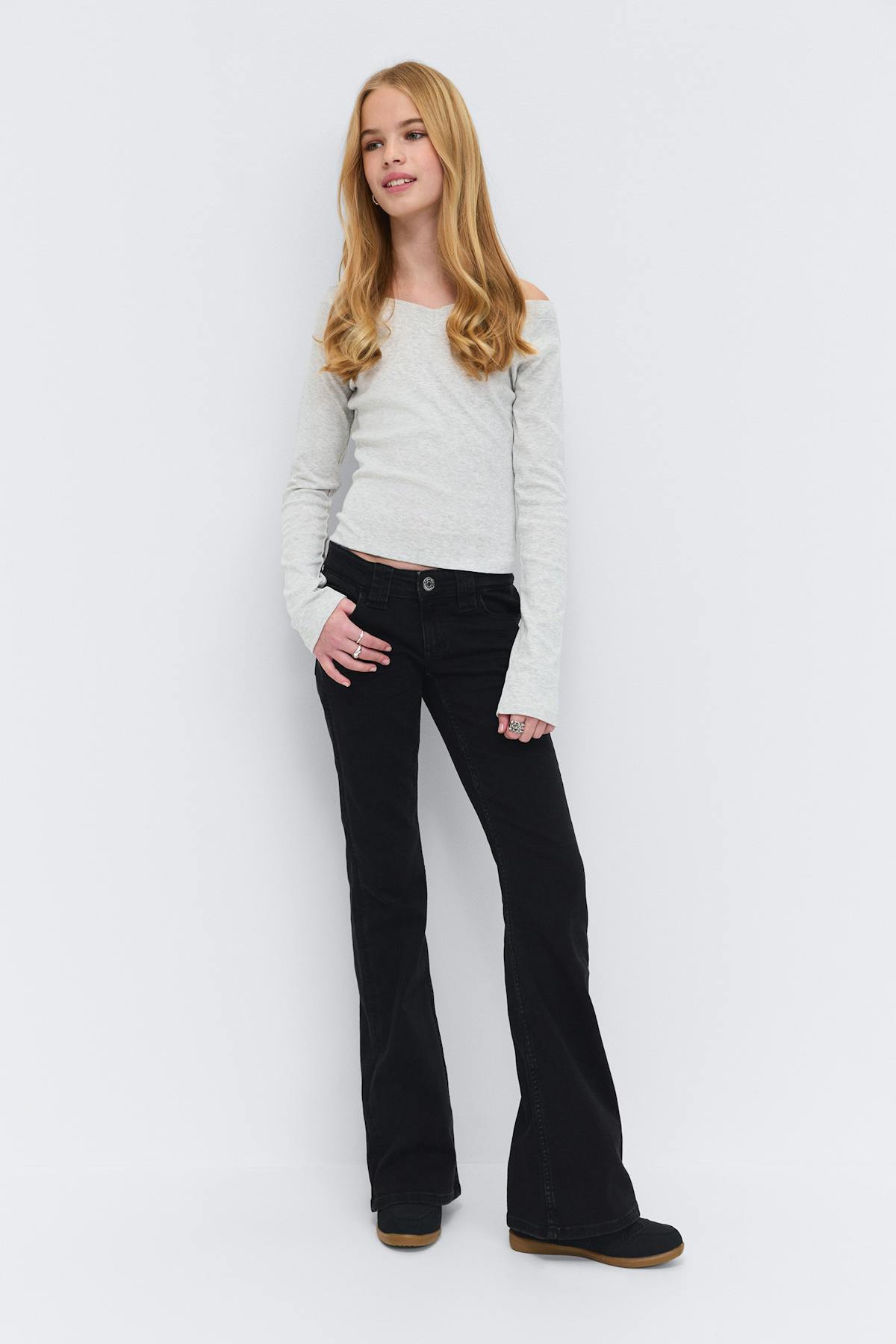 Y long sleeve top - Lt grey melange