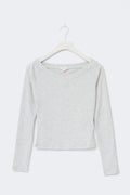 Y long sleeve top - Lt grey melange