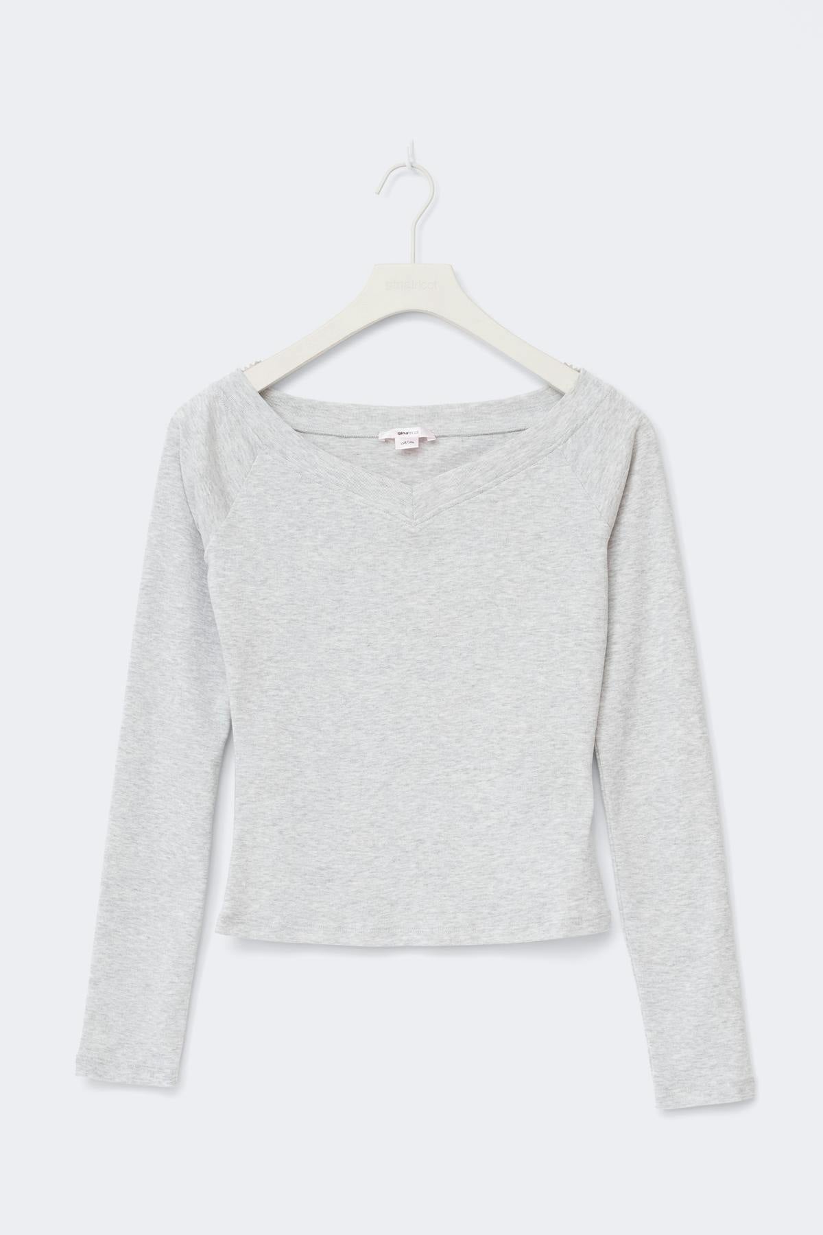Y long sleeve top - Lt grey melange