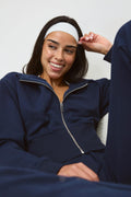 Slim fit zip hoodie - Peacoat
