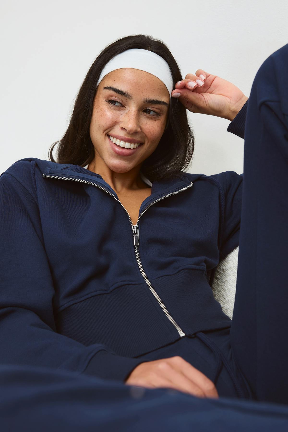 Slim fit zip hoodie - Peacoat