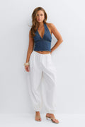Denim halterneck top - Rinse
