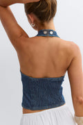 Denim halterneck top - Rinse