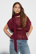 Scarf blouse - Light brown dot