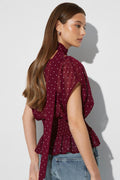 Scarf blouse - Light brown dot
