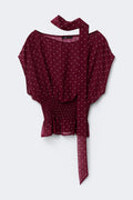 Scarf blouse - Light brown dot