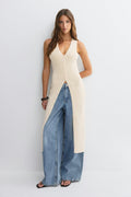 Knitted vest dress - Crème