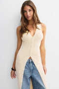 Knitted vest dress - Crème