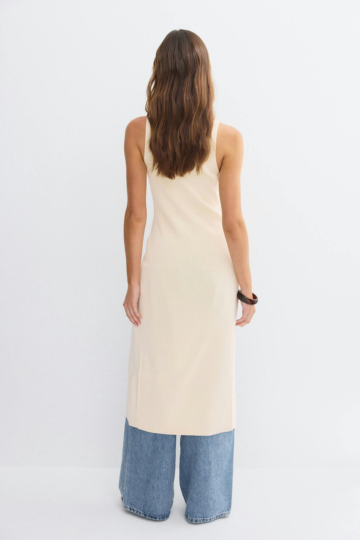 Knitted vest dress - Crème