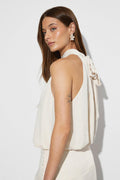 Bubble satin top - Creme