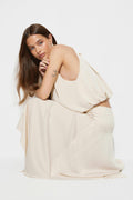 Satin asymmetric skirt - Creme