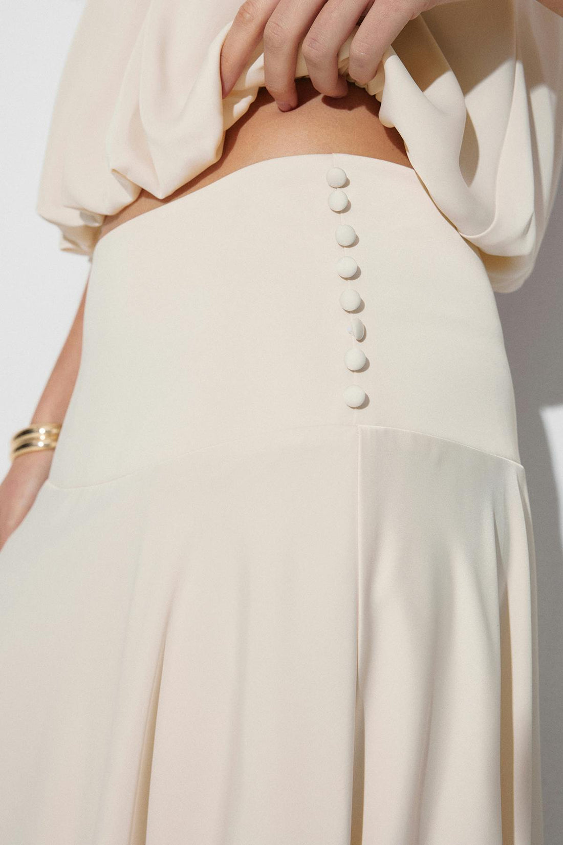 Satin asymmetric skirt - Creme