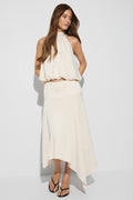 Satin asymmetric skirt - Creme