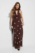 Scarf maxi dress - Yellow dot