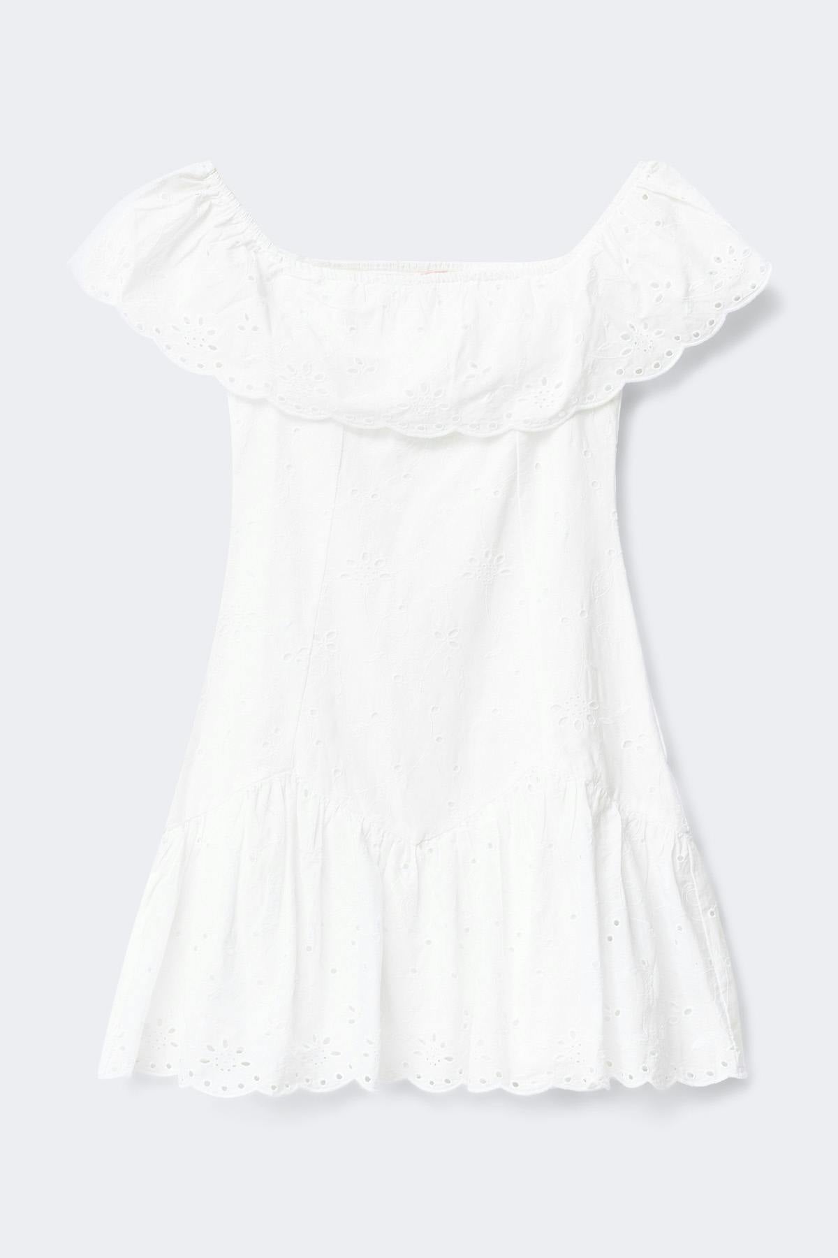 Y broderie dress - Blanc
