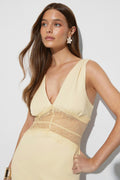 Satin lace maxi dress - Jaune