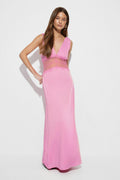 Satin lace maxi dress - Jaune