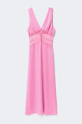 Satin lace maxi dress - Rose