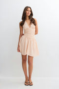 Seersucker mini dress - Peach stripe