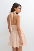 Seersucker mini dress - Peach stripe