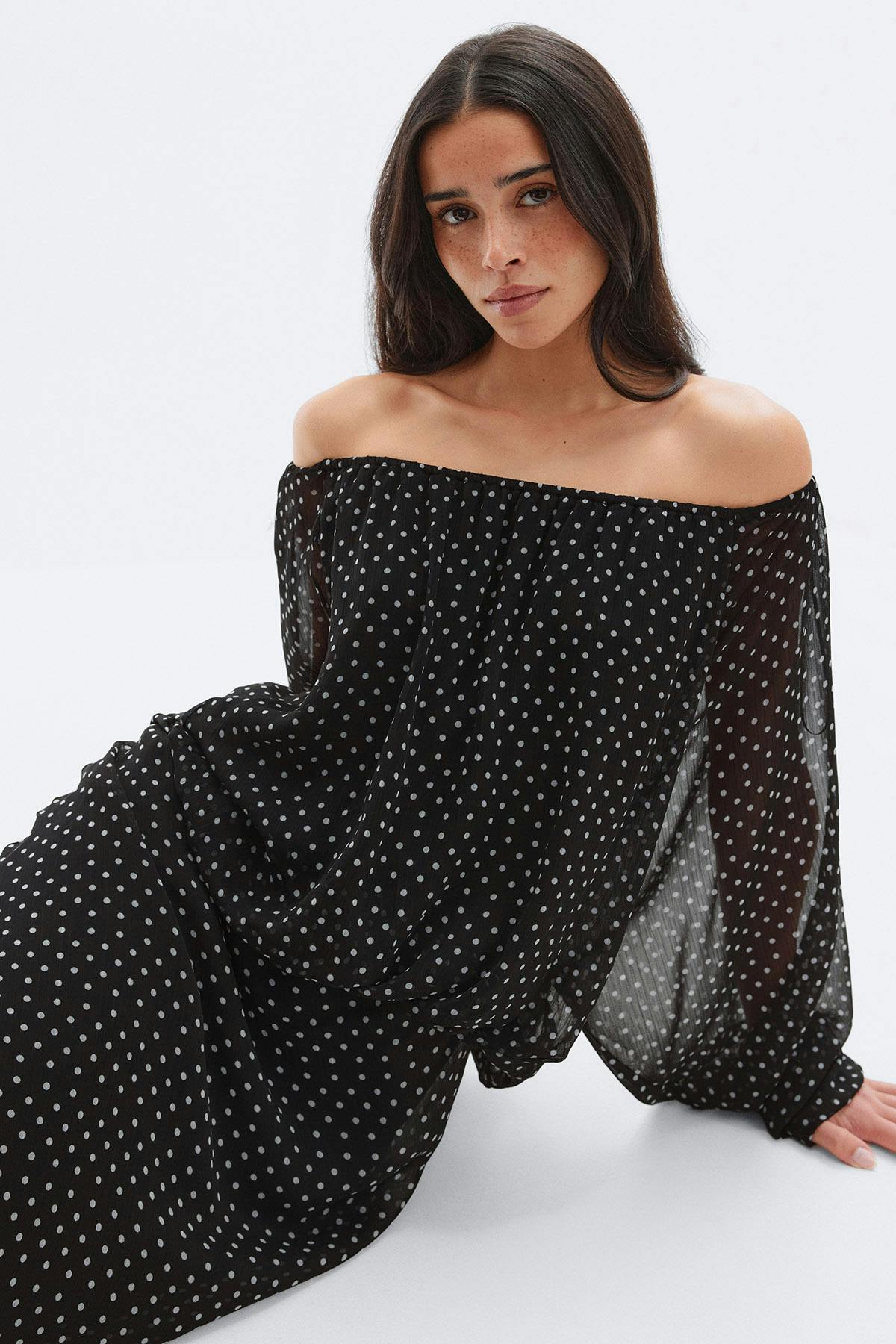 Draped dress - Dot print