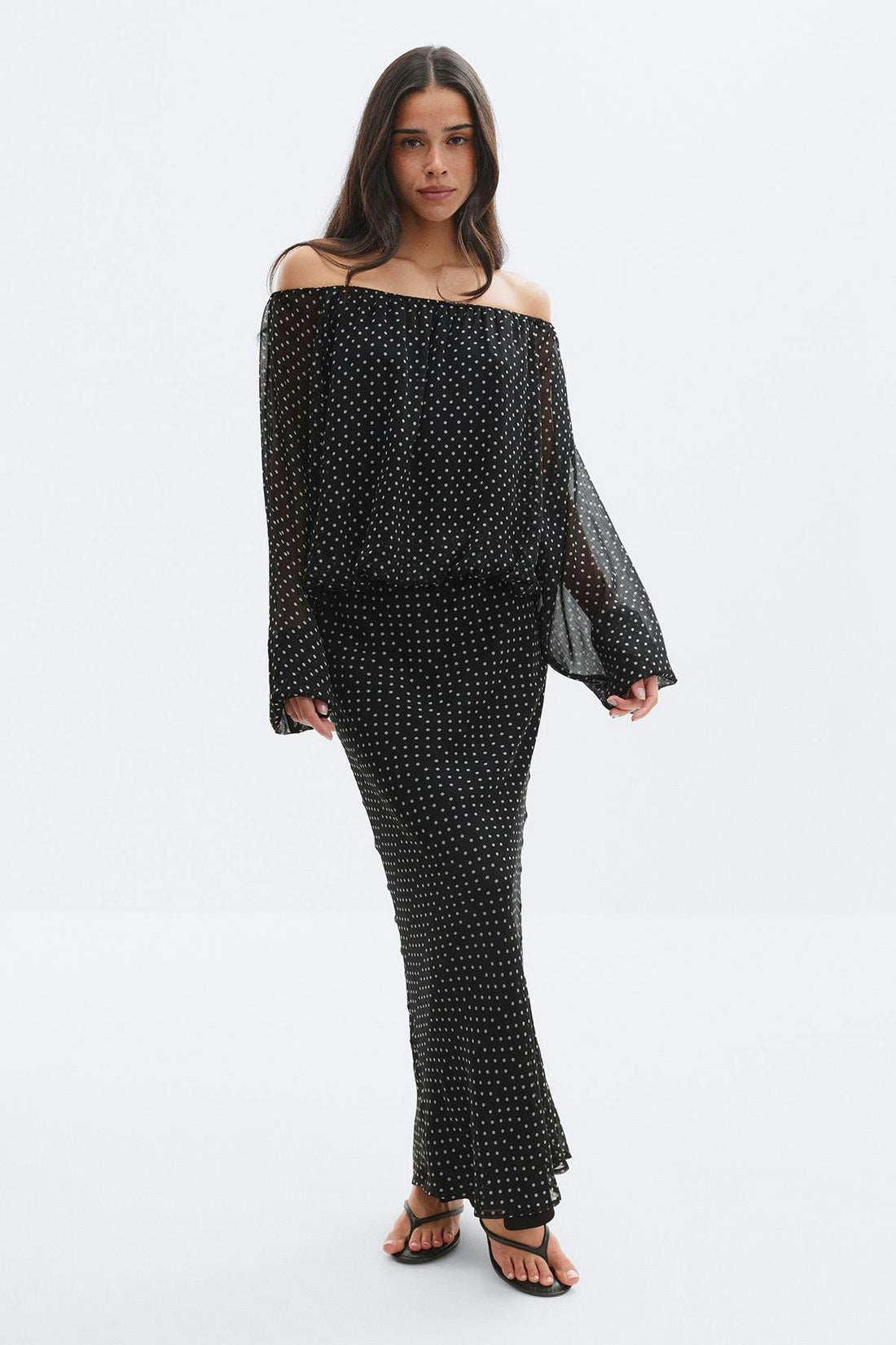 Draped dress - Dot print