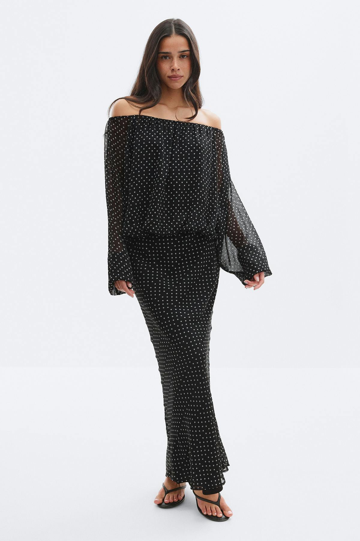 Draped dress - Dot print