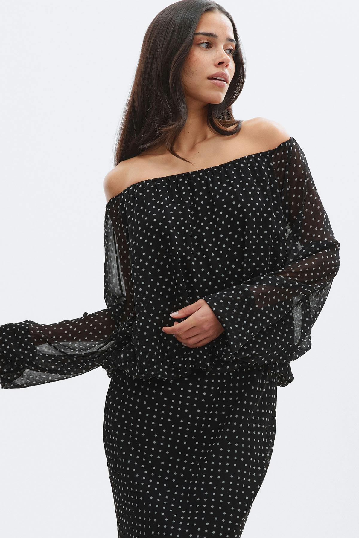Draped dress - Dot print