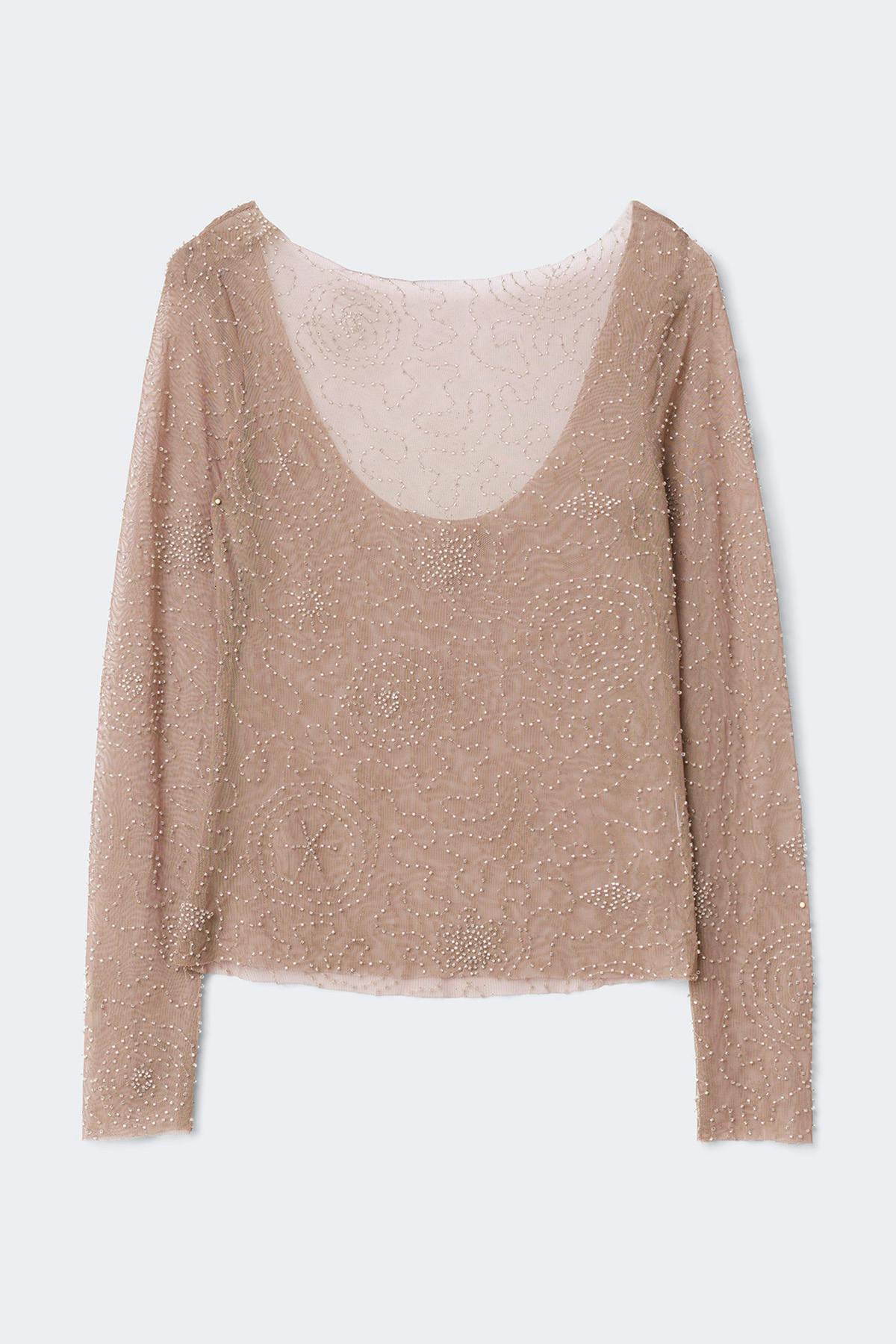 Rhinestone top - Marron