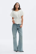 Tie back blouse - Blanc cassé