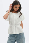 Tie back blouse - Blanc cassé