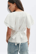 Tie back blouse - Blanc cassé