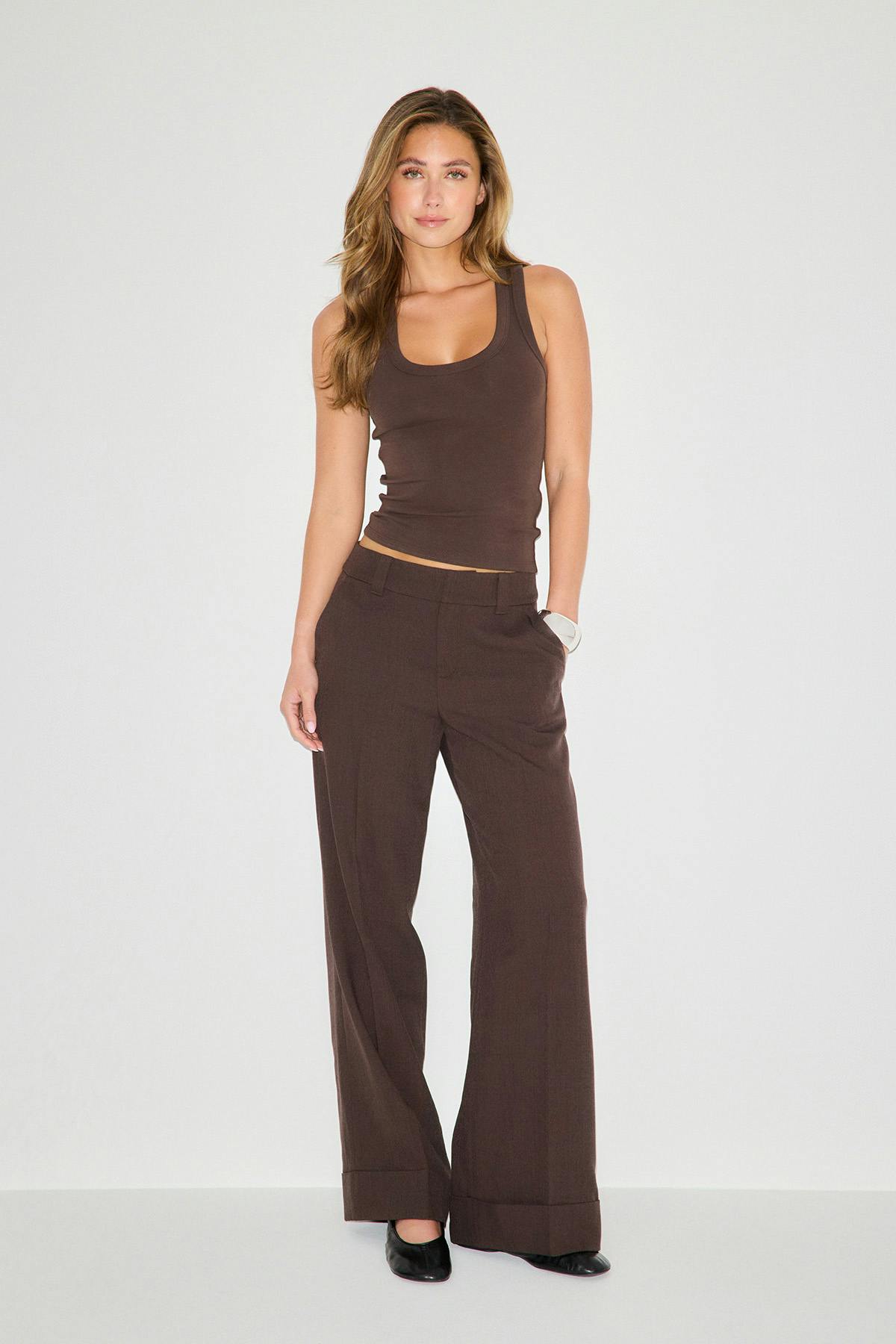 Super stretch scoop neck tank - Blanc