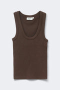 Super stretch scoop neck tank - Seal brown