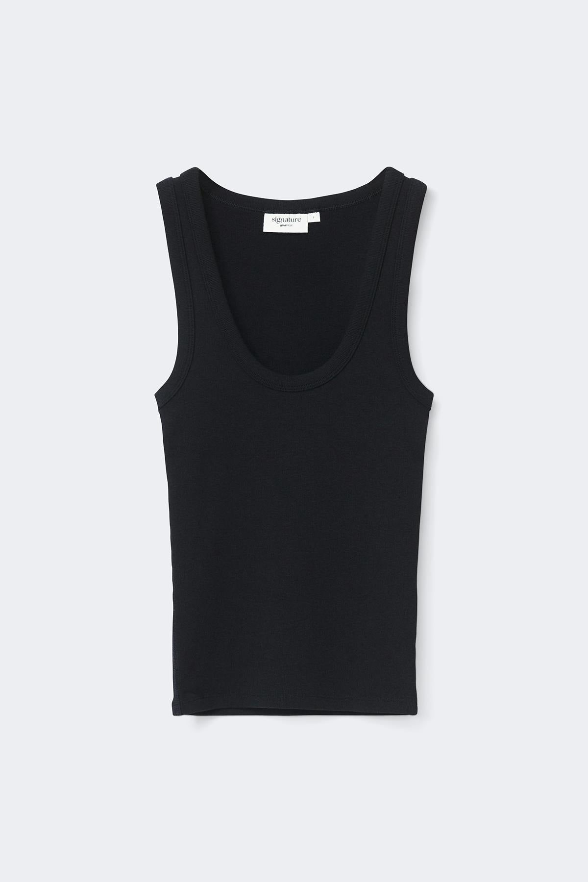 Super stretch scoop neck tank - Noir