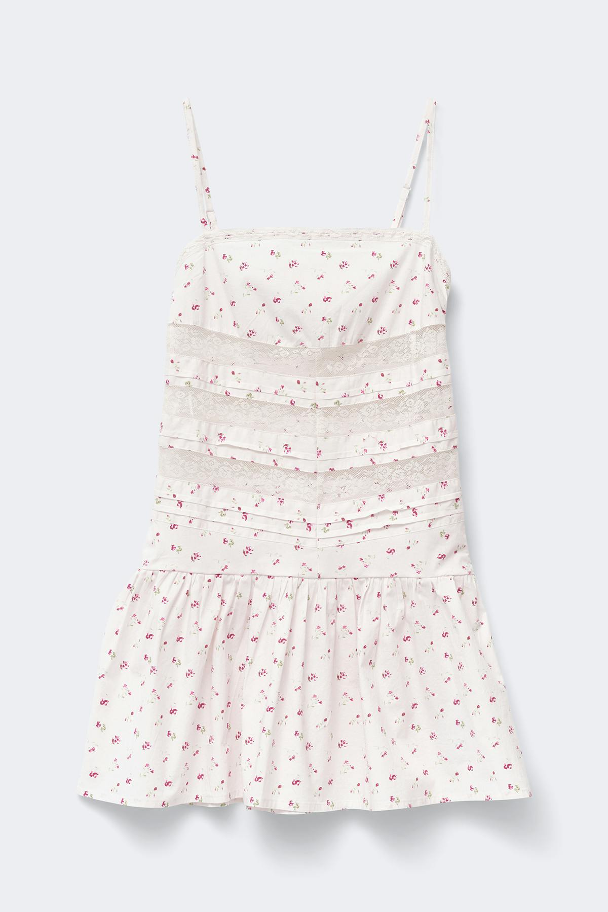 14+ lace detail mini dress - Ditsy aop