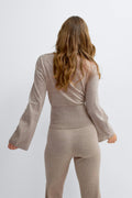 Knitted loungewear top - Brown melange