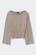Knitted loungewear top - Brown melange