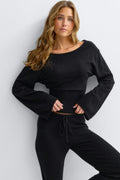 Knitted loungewear top - Brown melange