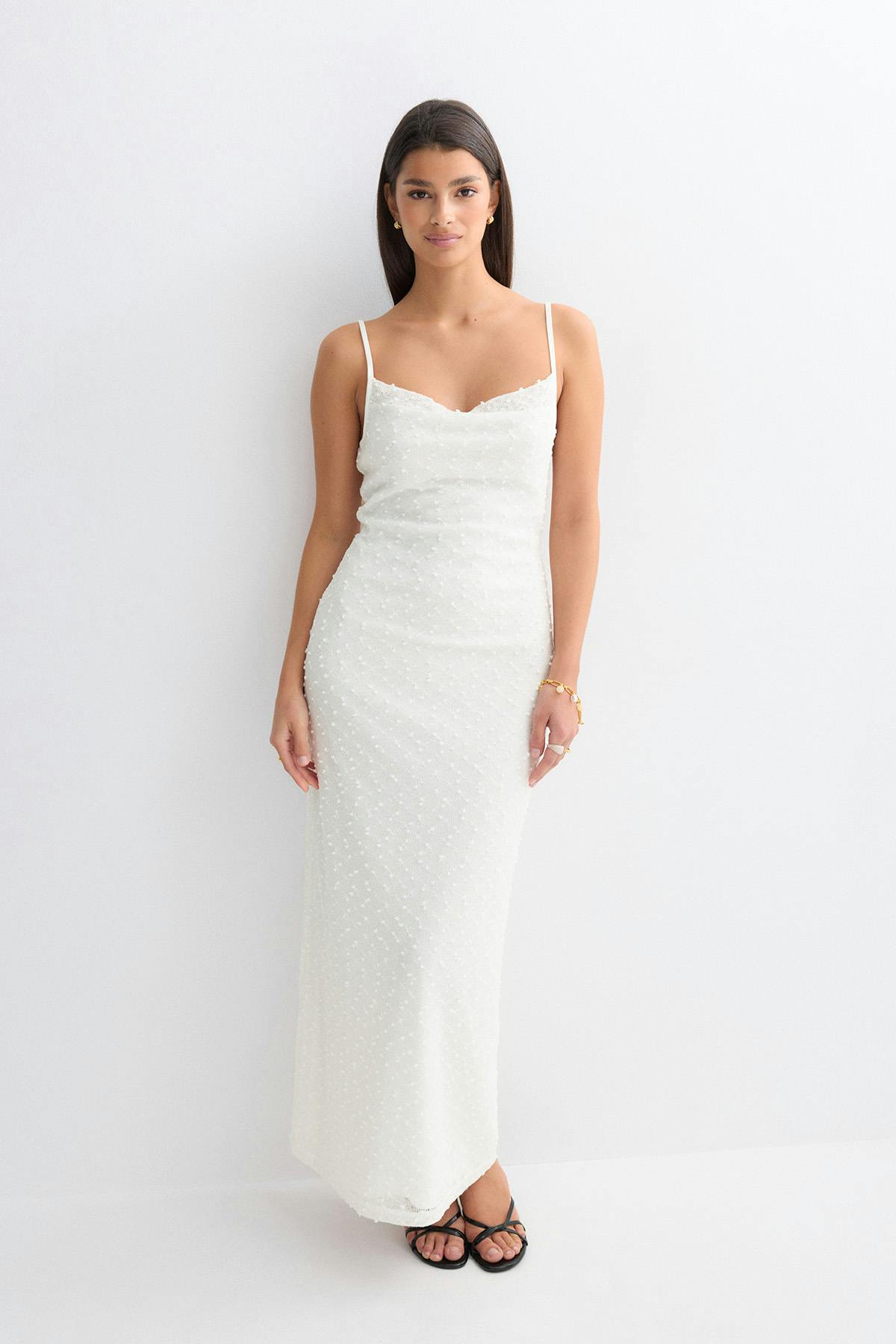 Textured slip dress - Blanc cassé