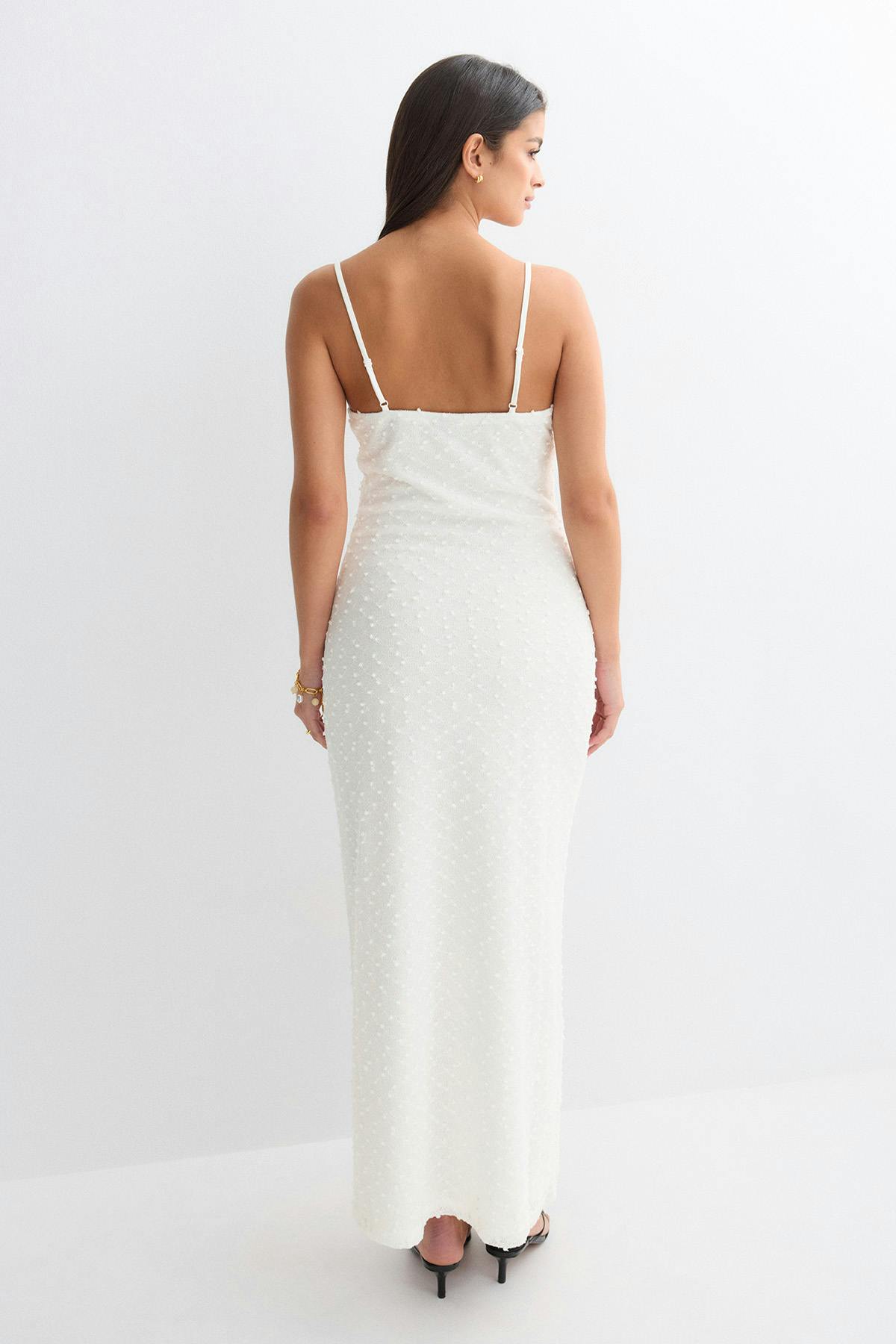 Textured slip dress - Blanc cassé