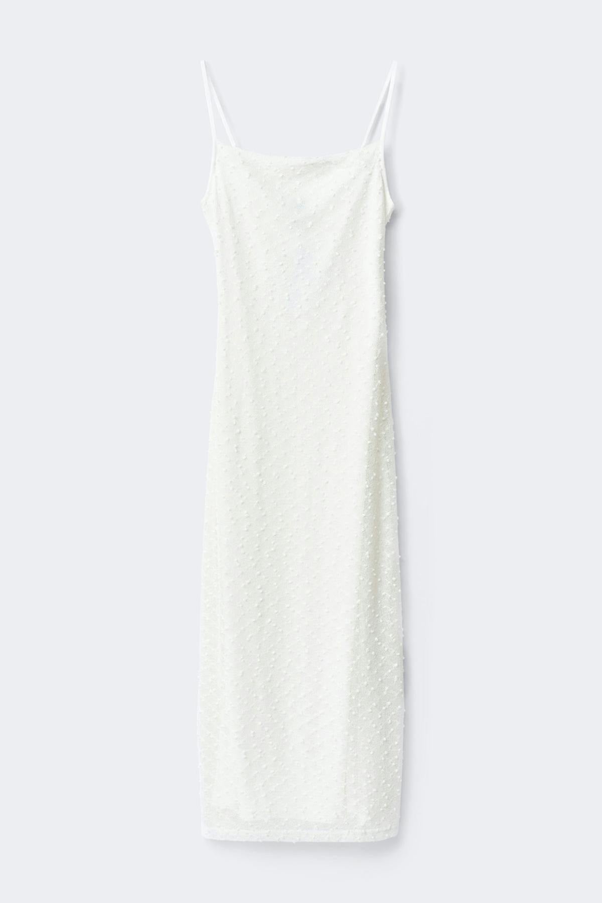 Textured slip dress - Blanc cassé