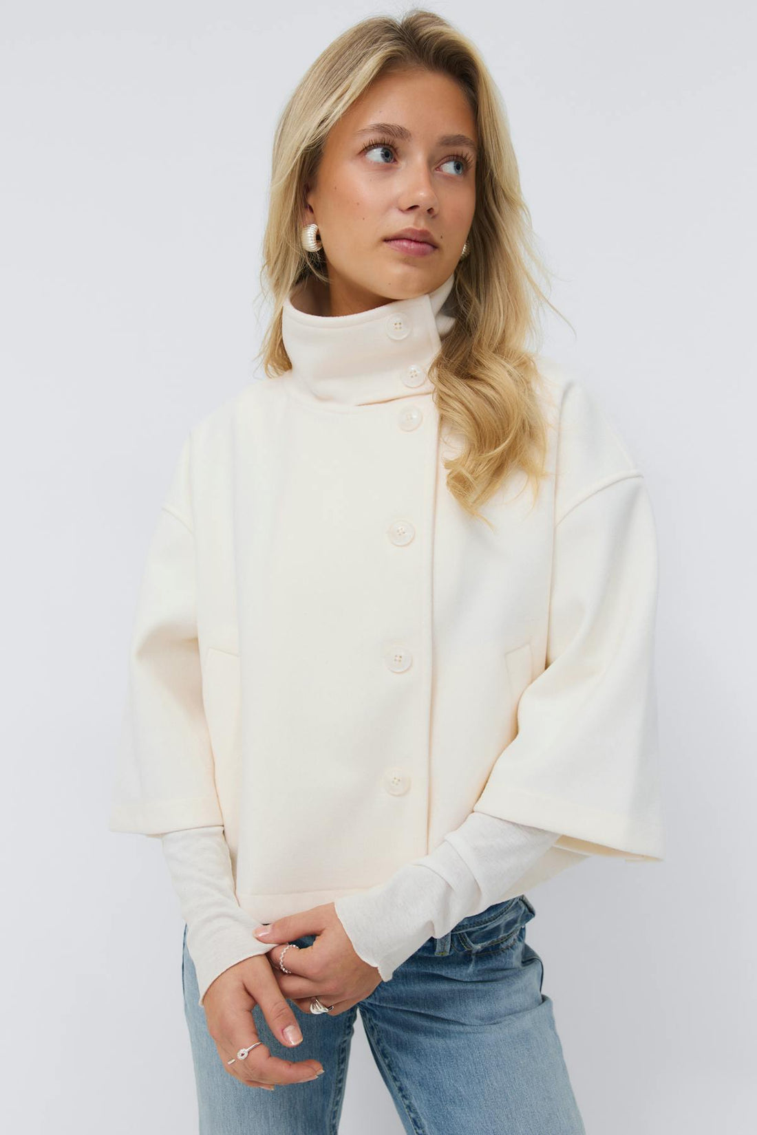 14+ short felt jacket - Blanc cassé