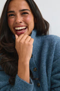 Turtleneck knitted cardigan - Gardenia