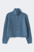 Turtleneck knitted cardigan - Gardenia