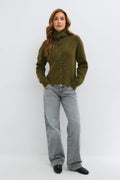 Turtleneck knitted cardigan - Vert foncé